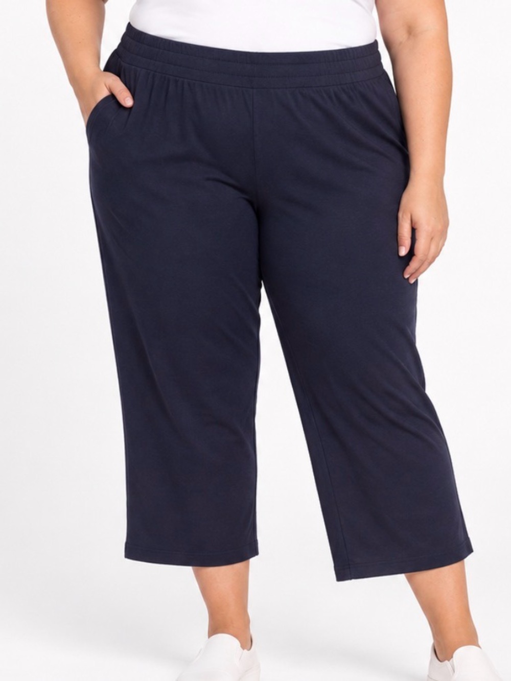 Belle by Kim Gravel Regular French Terry Cropped Pants Twilight Size 4X A721092